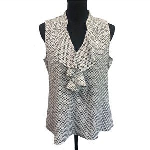 Ann Taylor Sleeveless White and Black Top, Medium